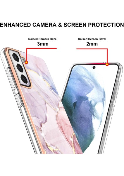 Samsung Galaxy S21 Fe 5g Için Mermer Desen Yumuşak Tpu Tampon Kılıf Kapak Rose Gold (Yurt Dışından)