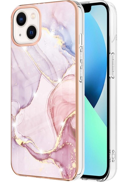 iPhone 13 Için Mermer Desen Yumuşak Tpu Tampon Kılıf Kapak Rose Gold (Yurt Dışından)
