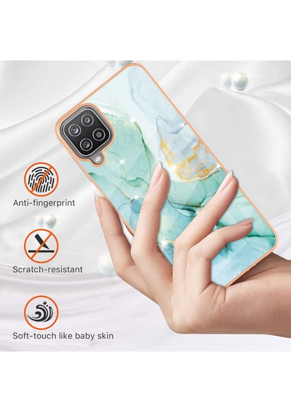 Samsung Galaxy A12 Için Mermer Desen Yumuşak Tpu Tampon Kılıf Kapak Turkuaz (Yurt Dışından) fiyatları
