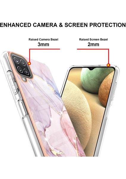 Samsung Galaxy A12 Için Mermer Desen Yumuşak Tpu Tampon Kılıf Kapak Rose Gold (Yurt Dışından) modelleri