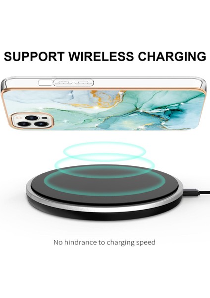 iPhone 13 Pro Için Mermer Desen Yumuşak Tpu Tampon Kılıf Kapak Turkuaz (Yurt Dışından) fırsatları