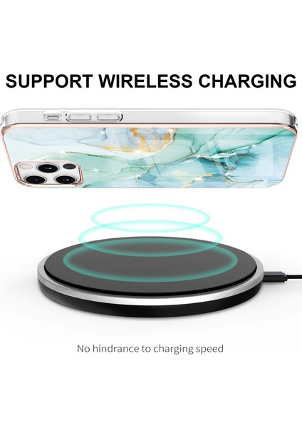 iPhone 12 Pro Max Için Mermer Desen Yumuşak Tpu Tampon Kılıf Kapak Turkuaz (Yurt Dışından)
