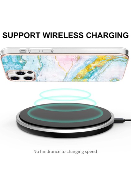 iPhone 12 / iPhone 12 Pro Için Mermer Desen Yumuşak Tpu Tampon Kılıf Kapak Turkuaz - Beyaz (Yurt Dışından) fırsatları