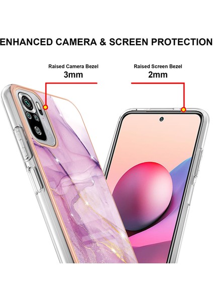 Xiaomi Redmi Note 10 4g / Note 10S Için Crossbody Askı Ipi Telefon Kılıfı Silikon Mermer Desen Yumuşak Tpu Tampon Kapağı Pembe (Yurt Dışından)