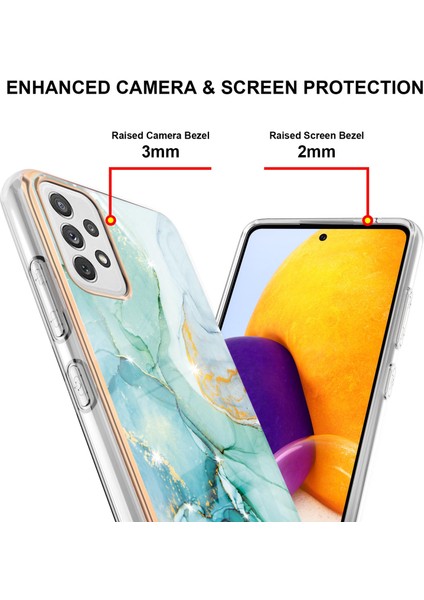 Samsung Galaxy A72 Için Crossbody Askı Ipi Telefon Kılıfı Silikon Mermer Desen Yumuşak Tpu Tampon Kapağı Turkuaz (Yurt Dışından)