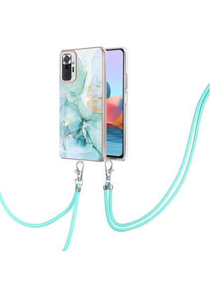 Xiaomi Redmi Note 10 Pro / 10 Pro Max Için Crossbody Askı Ipi Telefon Kılıfı Silikon Mermer Desen Yumuşak Tpu Tampon Kapağı Turkuaz (Yurt Dışından) modelleri