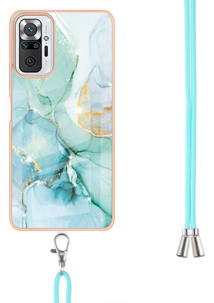 Xiaomi Redmi Note 10 Pro / 10 Pro Max Için Crossbody Askı Ipi Telefon Kılıfı Silikon Mermer Desen Yumuşak Tpu Tampon Kapağı Turkuaz (Yurt Dışından) fırsatları
