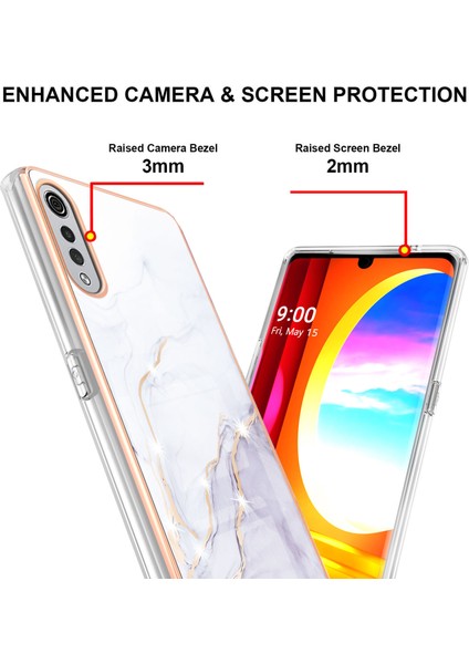 Lg Velvet 5g Için Crossbody Askı Ipi Telefon Kılıfı Silikon Mermer Desen Yumuşak Tpu Tampon Kapağı Beyaz (Yurt Dışından) fiyatları