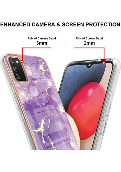 Samsung Galaxy A02S Için Crossbody Askı Ipi Telefon Kılıfı Silikon Mermer Desen Yumuşak Tpu Tampon Kapağı Mor (Yurt Dışından)