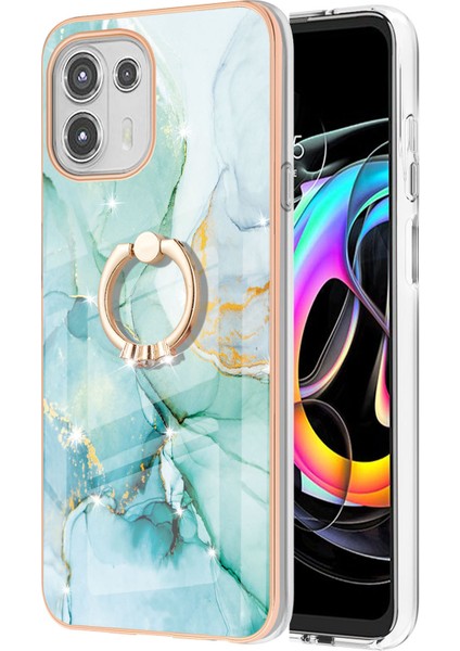 Motorola Edge 20 Lite Için Mermer Desen Yumuşak Tpu Tampon Halka Tutucu Stand Kılıf Kapağı Turkuaz (Yurt Dışından) fiyatları