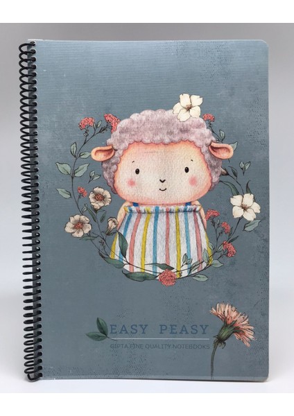Easy Notes Koyun Desenli Spiralli Sert Kapak Defter 120 Yaprak Çizgili 17 x 24 cm