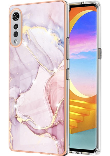 Lg Velvet 5g Için Mermer Desen Yumuşak Tpu Tampon Kılıf Kapak Rose Gold (Yurt Dışından)