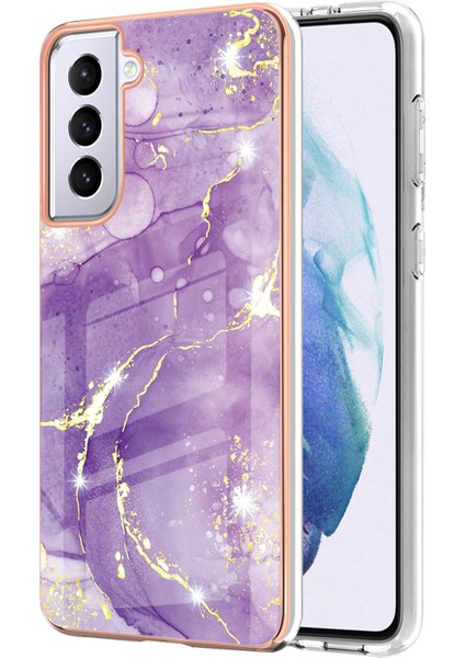 Samsung Galaxy S21+ 5g Için Mermer Desen Yumuşak Tpu Tampon Kılıf Kapak Mor (Yurt Dışından)