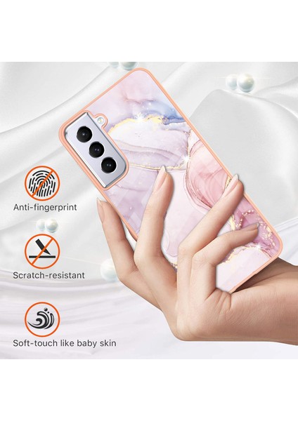 Samsung Galaxy S21 5g Için Mermer Desen Yumuşak Tpu Tampon Kılıf Kapak Rose Gold (Yurt Dışından)