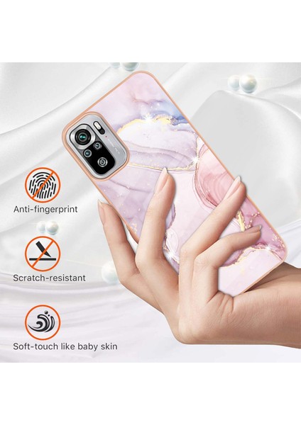 Xiaomi Redmi Note 10 4g / Note 10S Için Mermer Desen Yumuşak Tpu Tampon Kılıf Kapak Rose Gold (Yurt Dışından)
