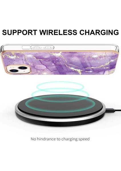 iPhone 13 Mini Için Mermer Desen Yumuşak Tpu Tampon Kılıf Kapak Mor (Yurt Dışından)