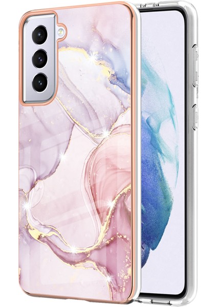 Samsung Galaxy S21+ 5g Için Mermer Desen Yumuşak Tpu Tampon Kılıf Kapak Rose Gold (Yurt Dışından)