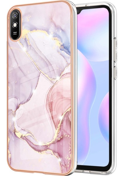 Xiaomi Redmi 9A Için Mermer Desen Yumuşak Tpu Tampon Kılıf Kapak Rose Gold (Yurt Dışından)