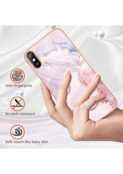 Xiaomi Redmi 9A Için Mermer Desen Yumuşak Tpu Tampon Kılıf Kapak Rose Gold (Yurt Dışından)