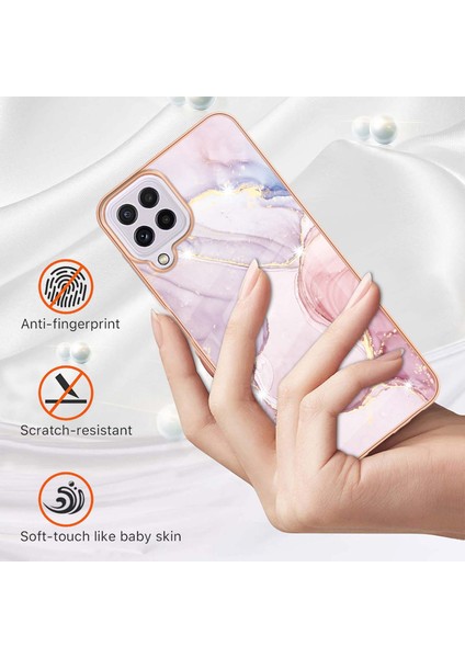 Samsung Galaxy A22 4g Için Mermer Desen Yumuşak Tpu Tampon Kılıf Kapak Rose Gold (Yurt Dışından)