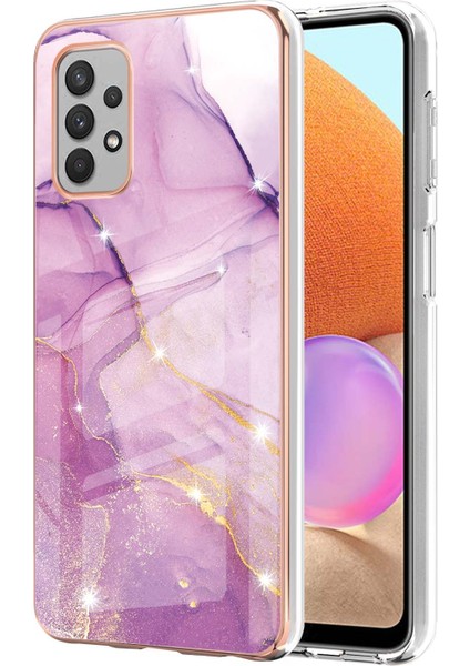 Samsung Galaxy A32 4g Için Mermer Desen Yumuşak Tpu Tampon Kılıf Kapak Pembe (Yurt Dışından)