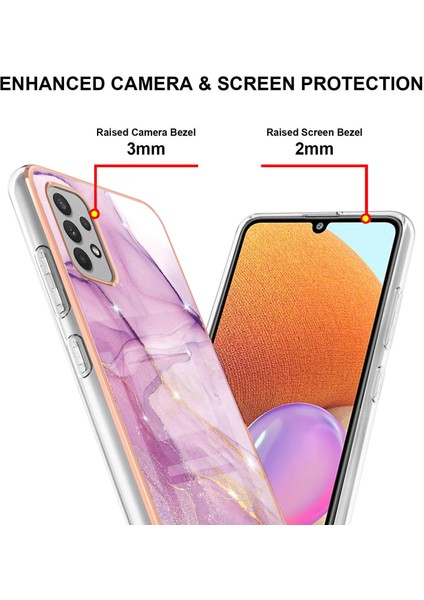 Samsung Galaxy A32 4g Için Mermer Desen Yumuşak Tpu Tampon Kılıf Kapak Pembe (Yurt Dışından)