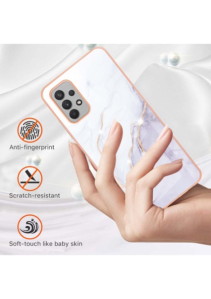 Samsung Galaxy A32 4g Için Mermer Desen Yumuşak Tpu Tampon Kılıf Kapak Beyaz (Yurt Dışından)