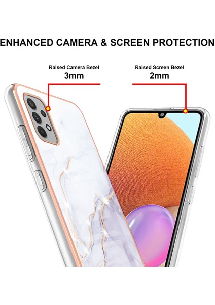 Samsung Galaxy A32 4g Için Mermer Desen Yumuşak Tpu Tampon Kılıf Kapak Beyaz (Yurt Dışından)