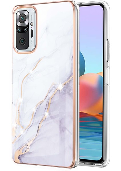 Xiaomi Redmi Note 10 Pro / 10 Pro Max Için Mermer Desen Yumuşak Tpu Tampon Kılıf Kapak Beyaz (Yurt Dışından)