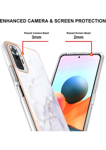 Xiaomi Redmi Note 10 Pro / 10 Pro Max Için Mermer Desen Yumuşak Tpu Tampon Kılıf Kapak Beyaz (Yurt Dışından) modelleri