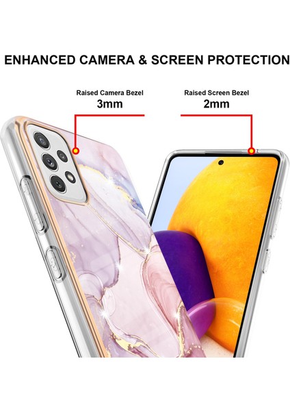 Samsung Galaxy A72 Için Mermer Desen Yumuşak Tpu Tampon Kılıf Kapak Rose Gold (Yurt Dışından)