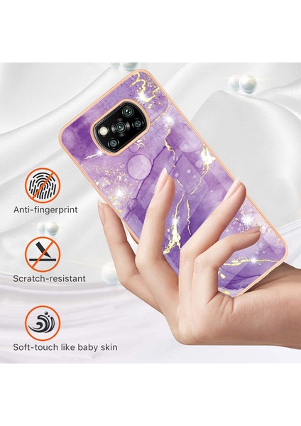 Xiaomi Poco X3 Için Mermer Desen Yumuşak Tpu Tampon Kılıf Kapak Mor (Yurt Dışından)
