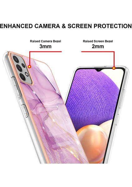 Samsung Galaxy A32 5g Için Crossbody Askı Ipi Telefon Kılıfı Silikon Mermer Desen Yumuşak Tpu Tampon Kapağı Pembe (Yurt Dışından)