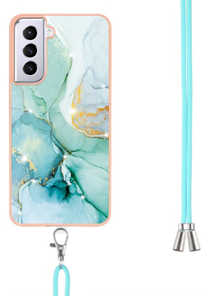 Samsung Galaxy S21+ 5g Için Crossbody Askı Ipi Telefon Kılıfı Silikon Mermer Desen Yumuşak Tpu Tampon Kapağı Turkuaz (Yurt Dışından) fırsatları