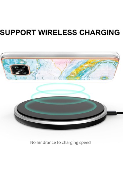 Xiaomi Poco X3 Için Mermer Desen Yumuşak Tpu Tampon Kılıf Kapak Turkuaz - Beyaz (Yurt Dışından)