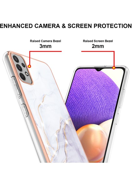 Samsung Galaxy A32 5g Için Crossbody Askı Ipi Telefon Kılıfı Silikon Mermer Desen Yumuşak Tpu Tampon Kapağı Beyaz (Yurt Dışından)