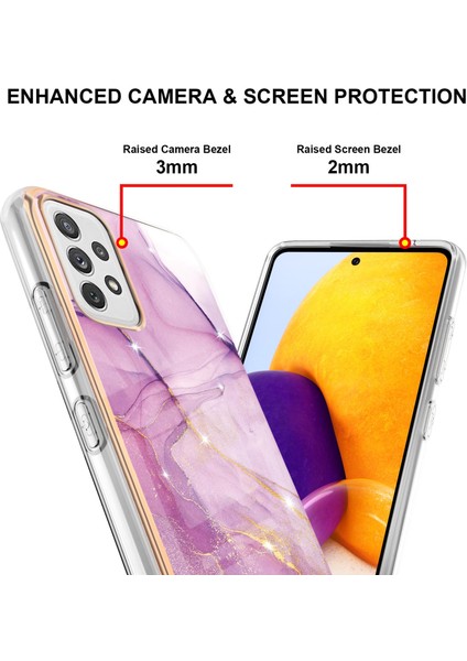 Samsung Galaxy A72 Için Crossbody Askı Ipi Telefon Kılıfı Silikon Mermer Desen Yumuşak Tpu Tampon Kapağı Pembe (Yurt Dışından)