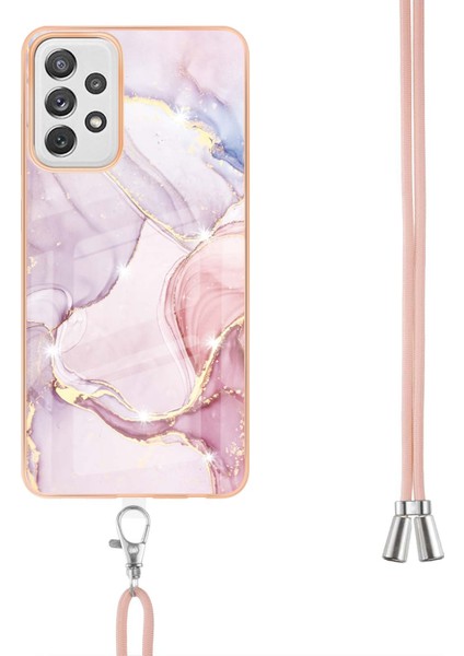 Samsung Galaxy A72 Için Crossbody Askı Ipi Telefon Kılıfı Silikon Mermer Desen Yumuşak Tpu Tampon Kapağı Rose Gold (Yurt Dışından) fırsatları