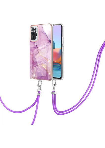 Xiaomi Redmi Note 10 Pro / 10 Pro Max Için Crossbody Askı Ipi Telefon Kılıfı Silikon Mermer Desen Yumuşak Tpu Tampon Kapağı Pembe (Yurt Dışından) modelleri