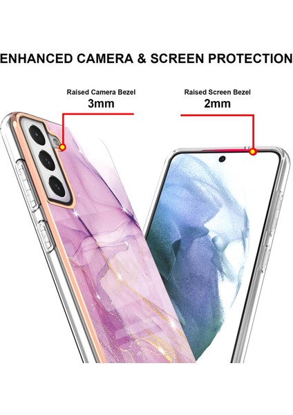 Samsung Galaxy S21 Fe 5g Için Crossbody Askı Ipi Telefon Kılıfı Silikon Mermer Desen Yumuşak Tpu Tampon Kapağı Pembe (Yurt Dışından)