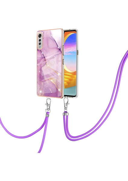 Lg Velvet 5g Için Crossbody Askı Ipi Telefon Kılıfı Silikon Mermer Desen Yumuşak Tpu Tampon Kapağı Pembe (Yurt Dışından) modelleri