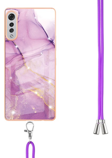 Lg Velvet 5g Için Crossbody Askı Ipi Telefon Kılıfı Silikon Mermer Desen Yumuşak Tpu Tampon Kapağı Pembe (Yurt Dışından) fırsatları