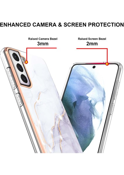 Samsung Galaxy S21 Fe 5g Için Crossbody Askı Ipi Telefon Kılıfı Silikon Mermer Desen Yumuşak Tpu Tampon Kapağı Beyaz (Yurt Dışından)