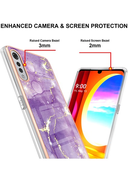 Lg Velvet 5g Için Crossbody Askı Ipi Telefon Kılıfı Silikon Mermer Desen Yumuşak Tpu Tampon Kapağı Mor (Yurt Dışından) fiyatları