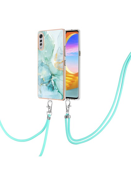 Lg Velvet 5g Için Crossbody Askı Ipi Telefon Kılıfı Silikon Mermer Desen Yumuşak Tpu Tampon Kapağı Turkuaz (Yurt Dışından) modelleri