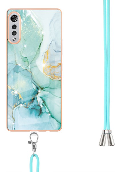 Lg Velvet 5g Için Crossbody Askı Ipi Telefon Kılıfı Silikon Mermer Desen Yumuşak Tpu Tampon Kapağı Turkuaz (Yurt Dışından) fırsatları
