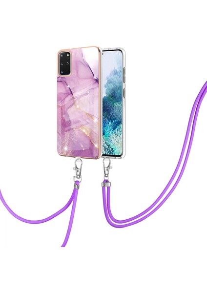 Samsung Galaxy S20+ Plus Için Crossbody Askı Ipi Telefon Kılıfı Silikon Mermer Desen Yumuşak Tpu Tampon Kapağı Pembe (Yurt Dışından) modelleri