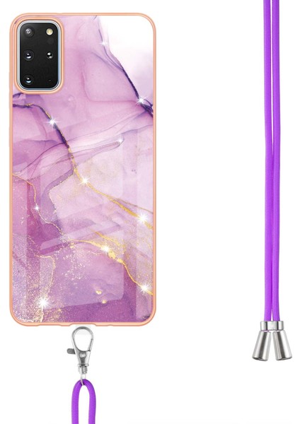 Samsung Galaxy S20+ Plus Için Crossbody Askı Ipi Telefon Kılıfı Silikon Mermer Desen Yumuşak Tpu Tampon Kapağı Pembe (Yurt Dışından) fırsatları