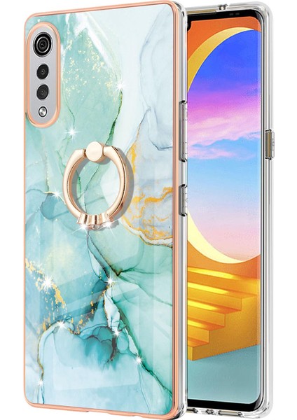 Lg Velvet 5g Için Mermer Desen Yumuşak Tpu Tampon Halka Tutucu Stand Kılıf Kapağı Turkuaz (Yurt Dışından) fiyatları