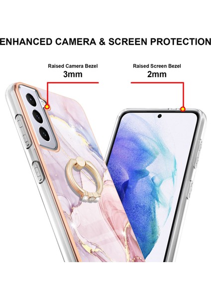 Samsung Galaxy S21+ 5g Için Mermer Desen Yumuşak Tpu Tampon Halka Tutucu Stand Kılıf Kapağı Rose Gold (Yurt Dışından) modelleri